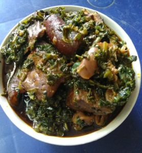 Edikaikong soup with snail