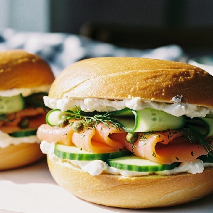 Smoked Salmon and Cucumber Bagels