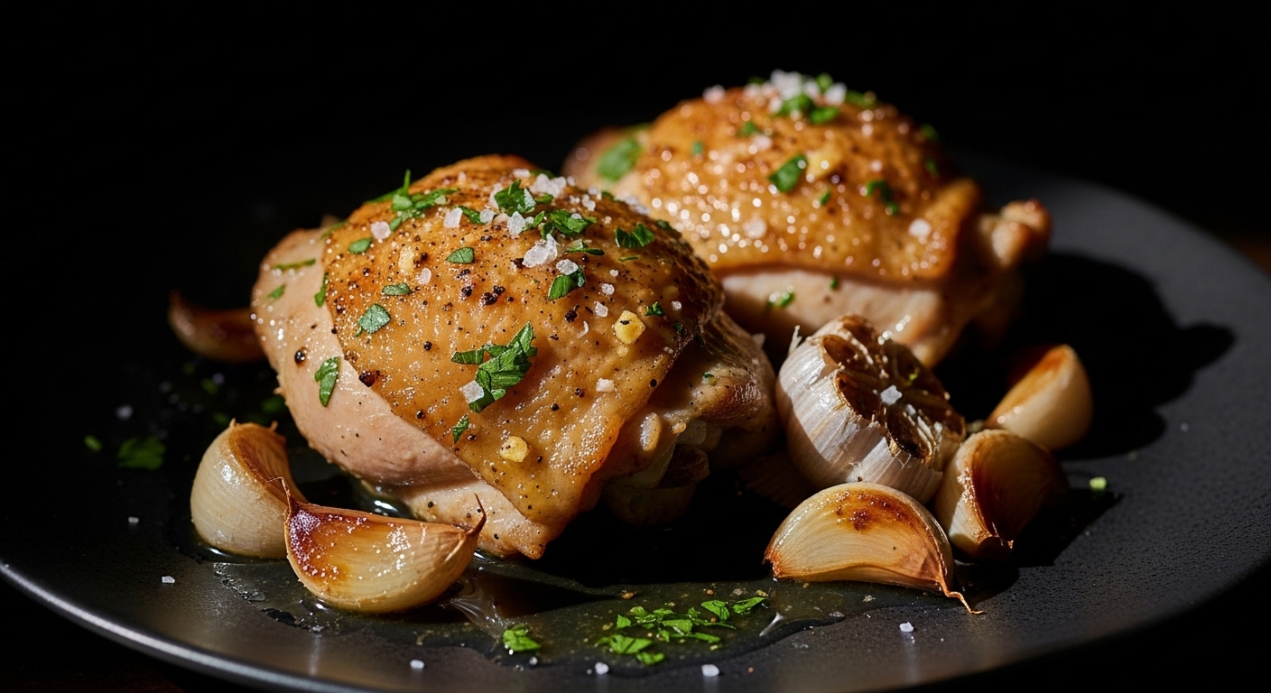 garlic butter chicken thighs (stove top)