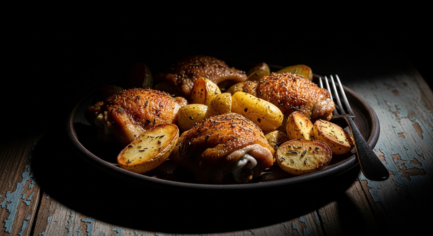 Oven Baked Chicken Thighs and Potatoes