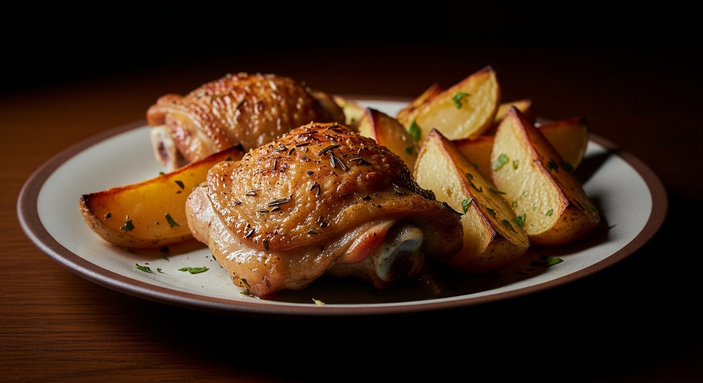Oven Baked Chicken Thighs and Potatoes