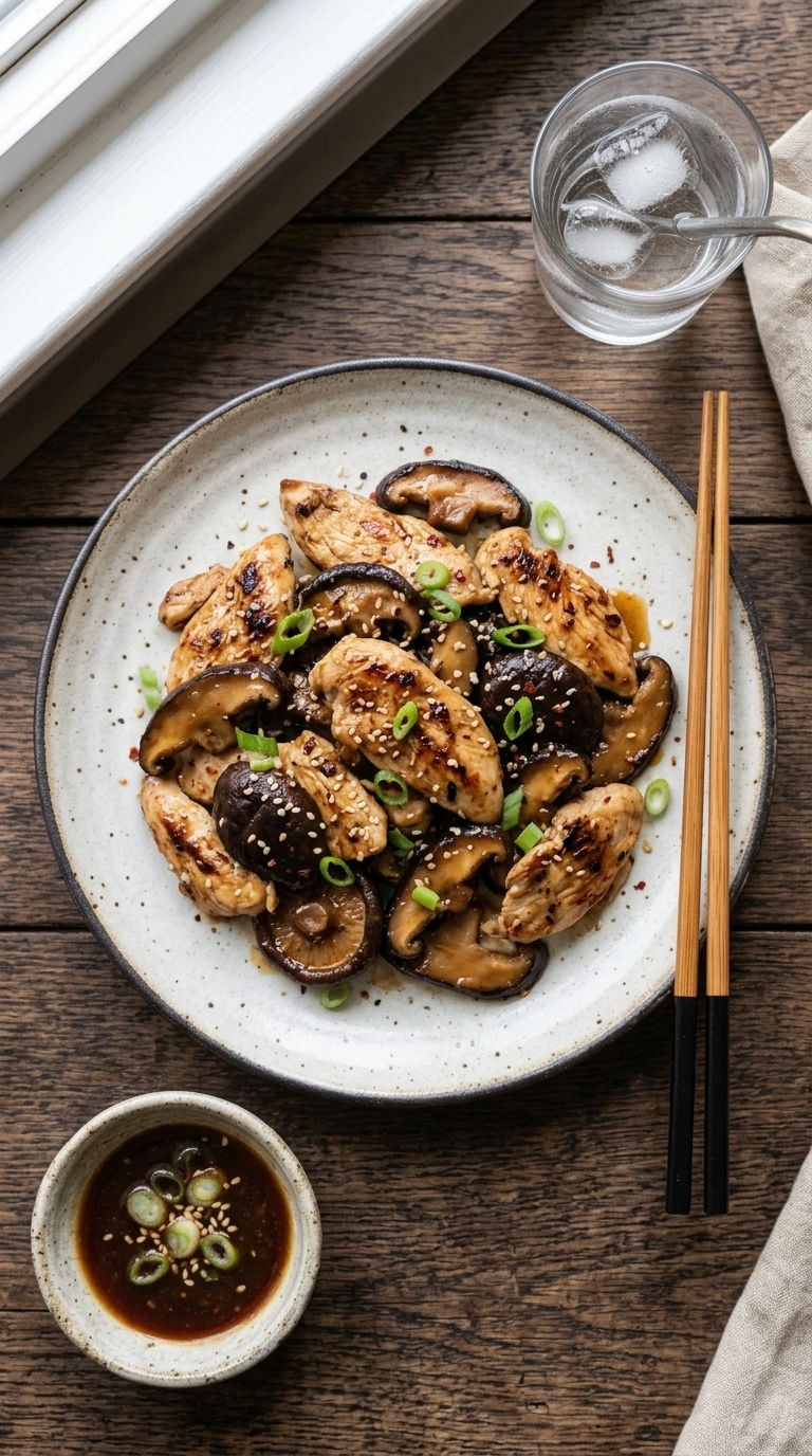 Chicken and shiitake mushroom stir fry