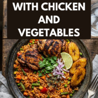 Jollof Rice with chicken and vegetables