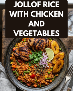 Jollof Rice with chicken and vegetables