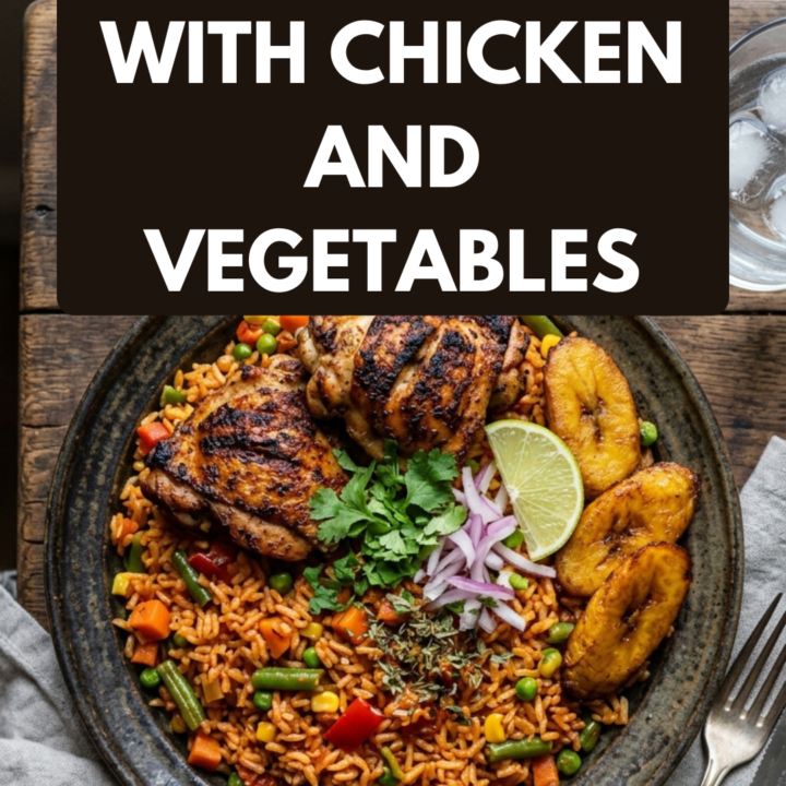 Jollof Rice with chicken and vegetables
