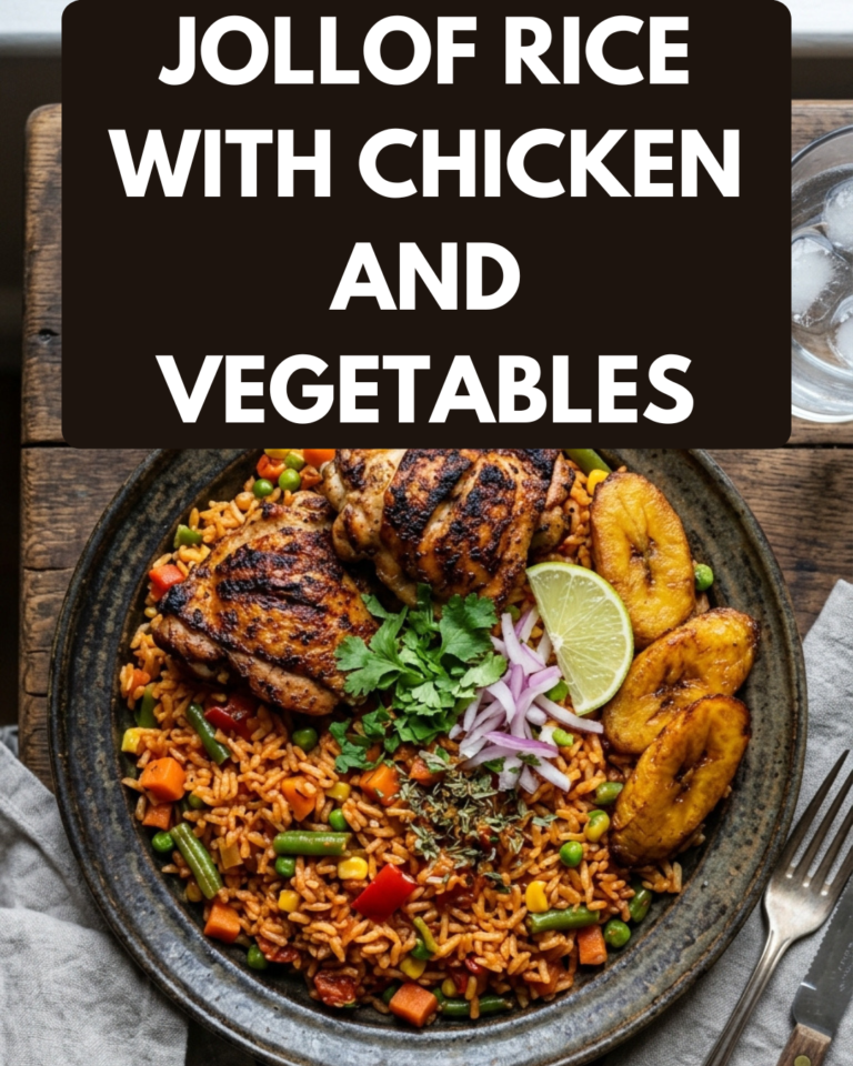 Jollof Rice with chicken and vegetables